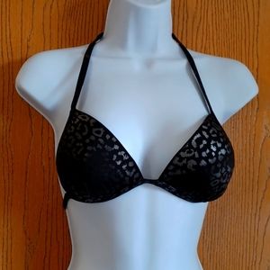 Black & Silver Leopard print, Push up Bikini top